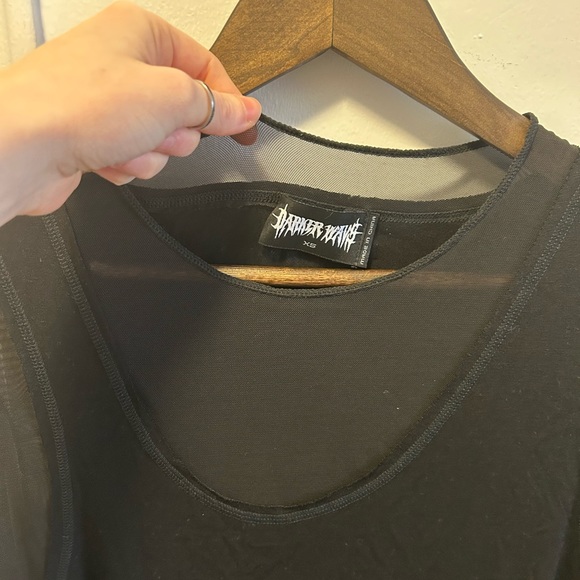 Black mesh asymmetric dress by darker wavs from dolls kill in great condition! - Picture 3 of 4